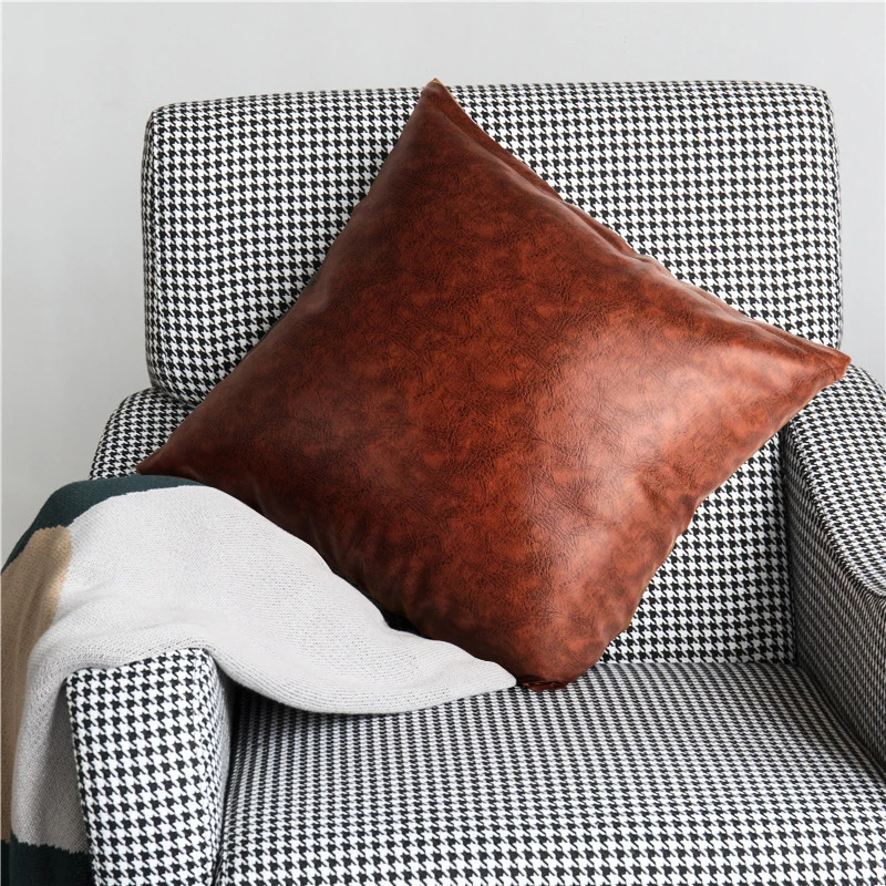 45x45cm Cushion Cover Luxury PU Leather Brown Waterproof Pillow Covers for Home Living Room Sofa Decorative Throw Pillowcase 1pc