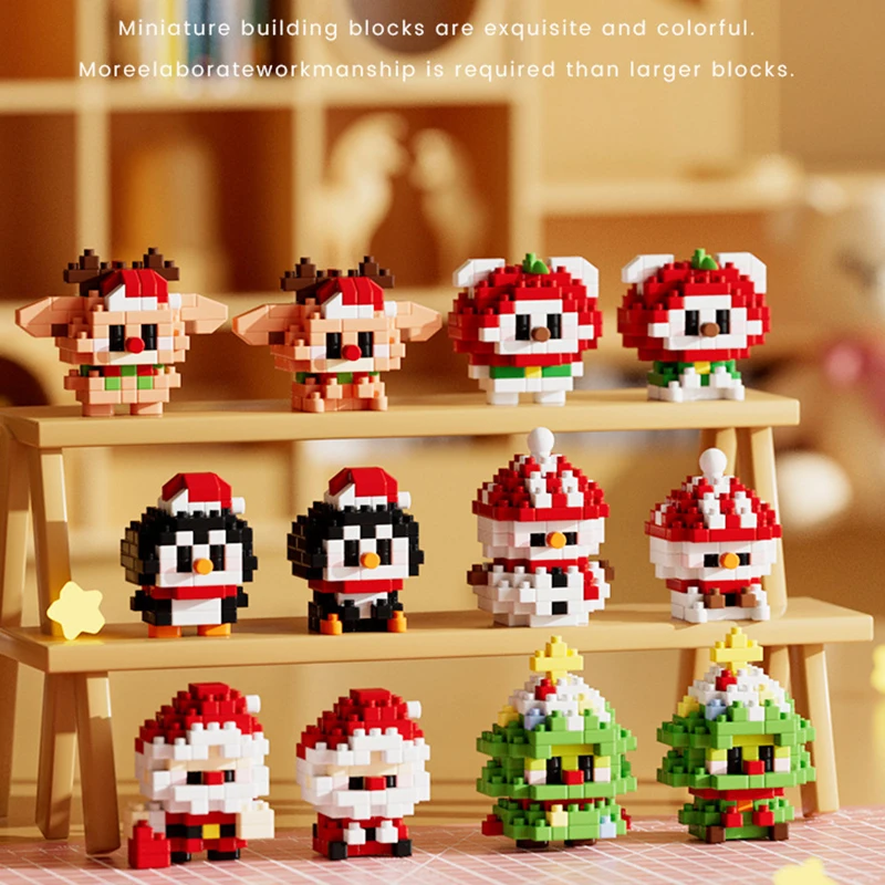 Новинка строительные блоки на тему Рождества Санта-Клаус снеговик лось два вида