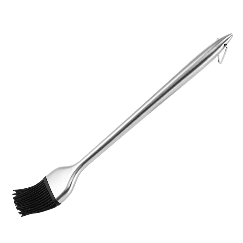 

Hot Pastry Brush, Basting Brush, BBQ Brush With Silicone Bristles Head, Stainless Steel Hollow Long Handle For Grilling BBQ
