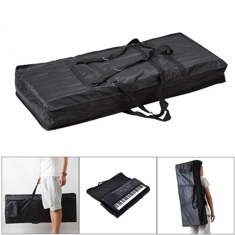 61 Key Music Keyboard Bag Portable Electronic Piano Cover Case Waterproof Black Thickened Shoulder Keyboard Bag Double Pocket