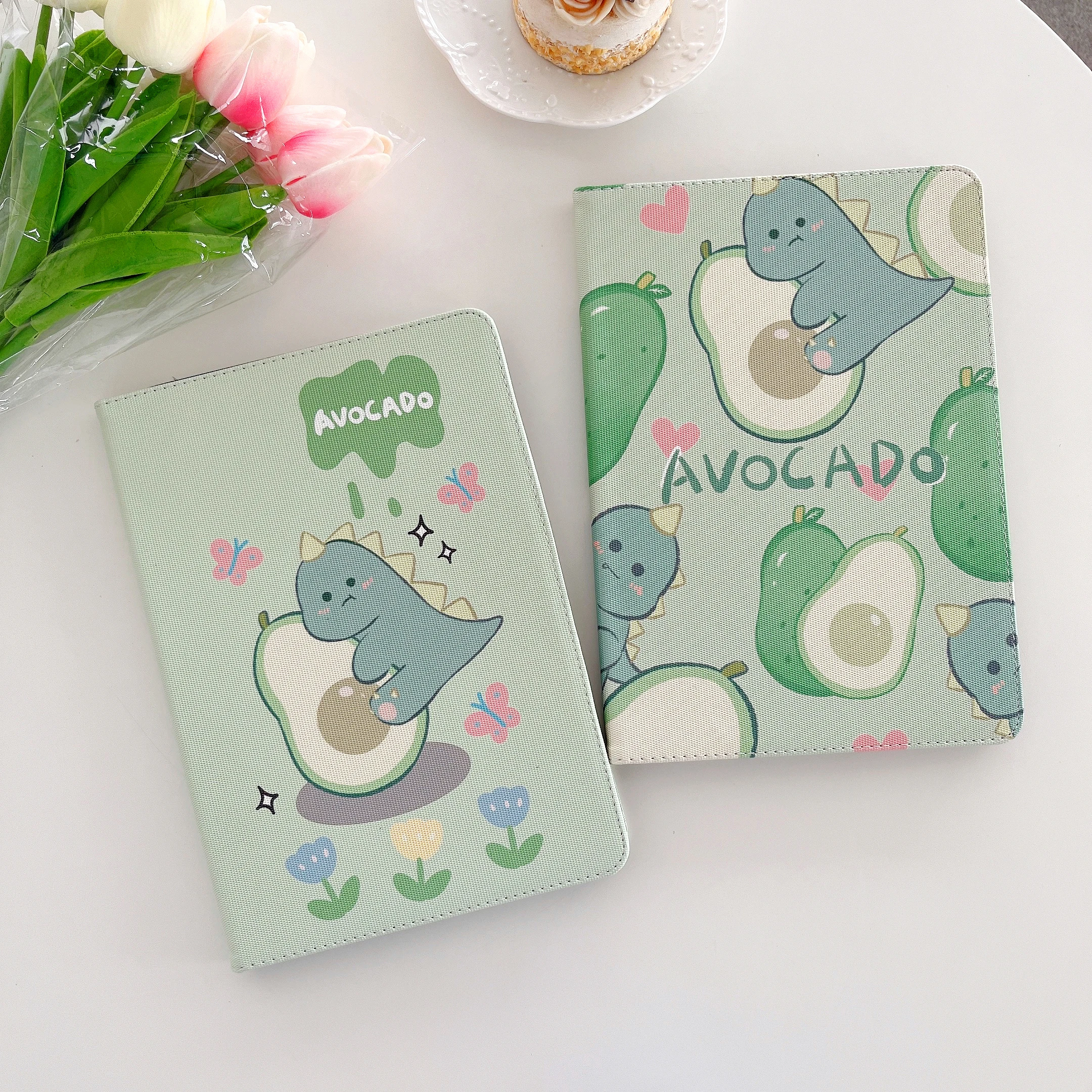 

Grass Green Summer Cute Avocado Little Dinosaur Tablet Case For iPad Air 1 2 3 Mini 4 5 6 2017 2018 2020 8.3 12.9 Cover