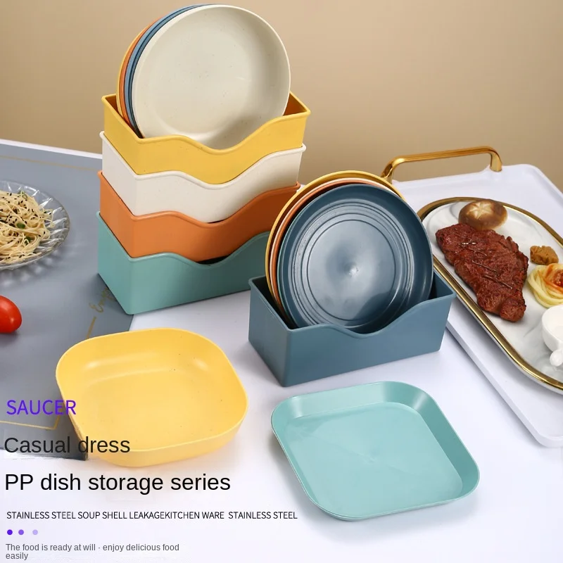 

Wholesale plastic food grade Wheat Straw household bone spitting dish 6 "round square set Table bone plate