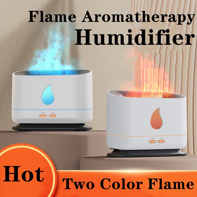 

Two Color Flame Aroma Diffuser Air Humidifier Ultrasonic Cool Mist Maker Fogger Led Essential Oil Flame Lamp Difusor