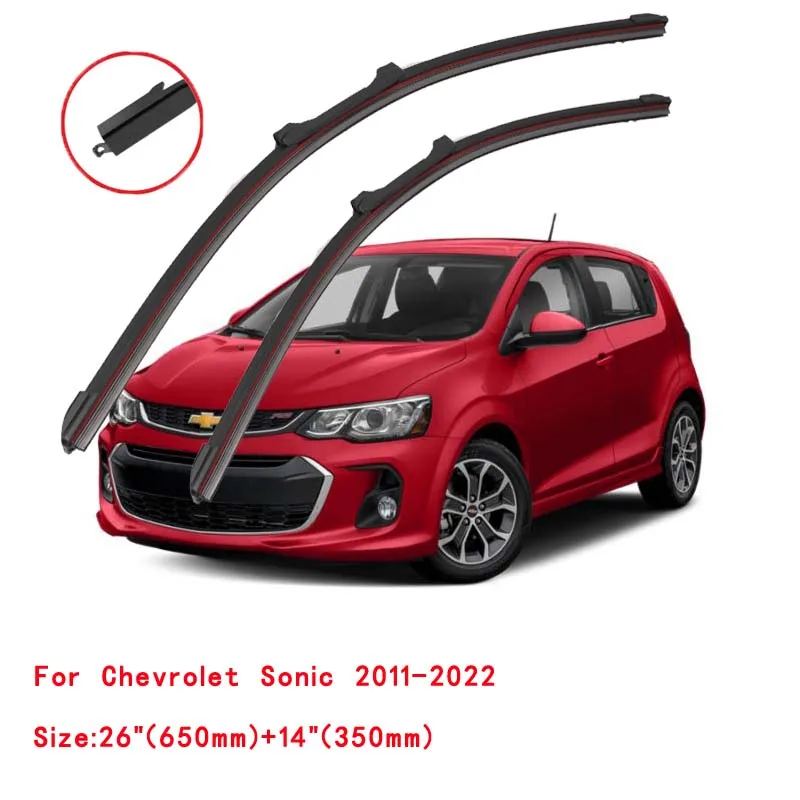 Фото Двойные резиновые щетки стеклоочистителя для Chevrolet Sonic LS LT LTZ Base Sedan Hatchback 4-дверная модель 2016 2018 2020 2021 2022 №2