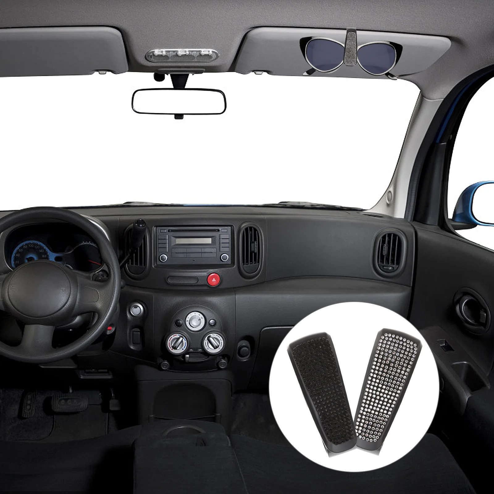 

2pcs Sparkling Eyeglasses Car Clip Visor Storage Glasses Visor Car Sunglasses Holder Car Bling Sunglasses Holder