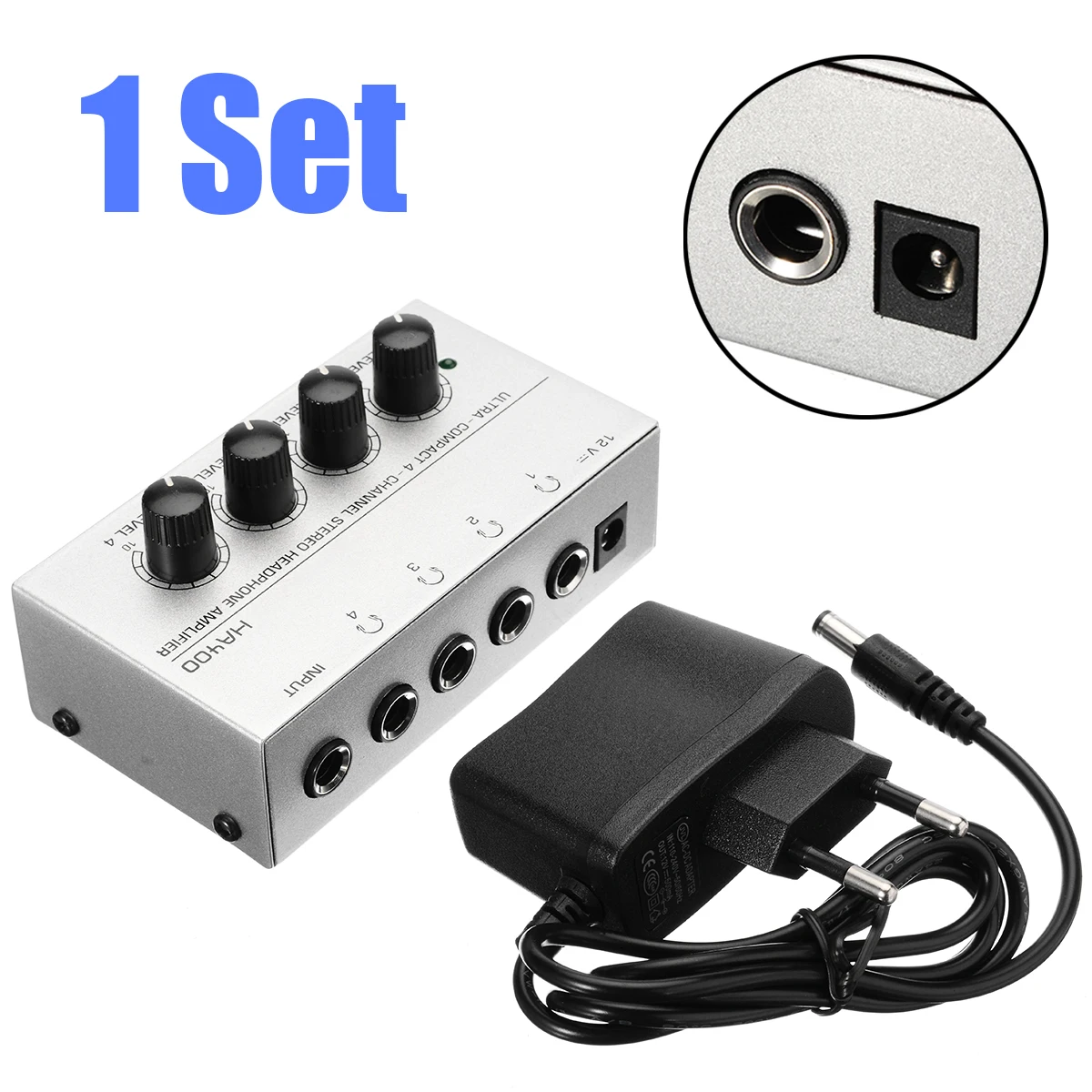

Onsale 1pc HA400 Ultra-Compact 4 Channel Headphone Audio Stereo Amp Microamp Amplifier EU Adapter