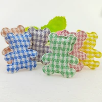 100pcs 2 83 2cm lattice padded bear applique for clothes hat crafts sewing supplies diy headwear hair clips bow decor patches