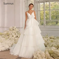 sumnus skirt tiered tulle wedding dresses spaghetti straps wedding gowns for woman real photos vestido de noiva robe de mari%c3%a9e