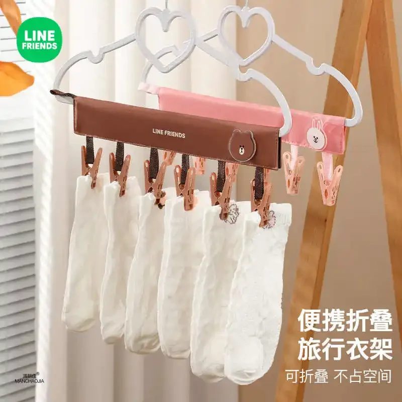 Line Friends Коричневая портативная дорожная складная вешалка для одежды Симпатичная