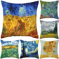 oil painting chair sofa pillow cover decorative scenery pillowcase linen cushion cover home decoration pillowcase 1818 inch