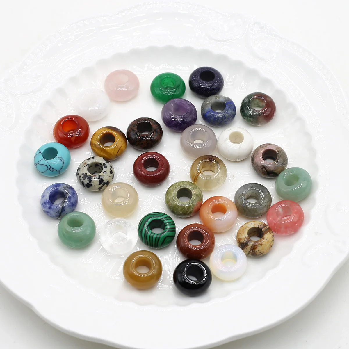 

Natural Stone Beads Abacus Type Large Hole Loose Beads Exquisite Gemstone for Jewelry Making DIY Necklace Bracelet Accessories