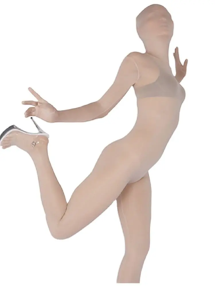 

Японское сексуальное нижнее белье Zentai, трико, боди с длинным рукавом и пятью пальцами, комбидресс с молнией и открытой промежностью, трико д...