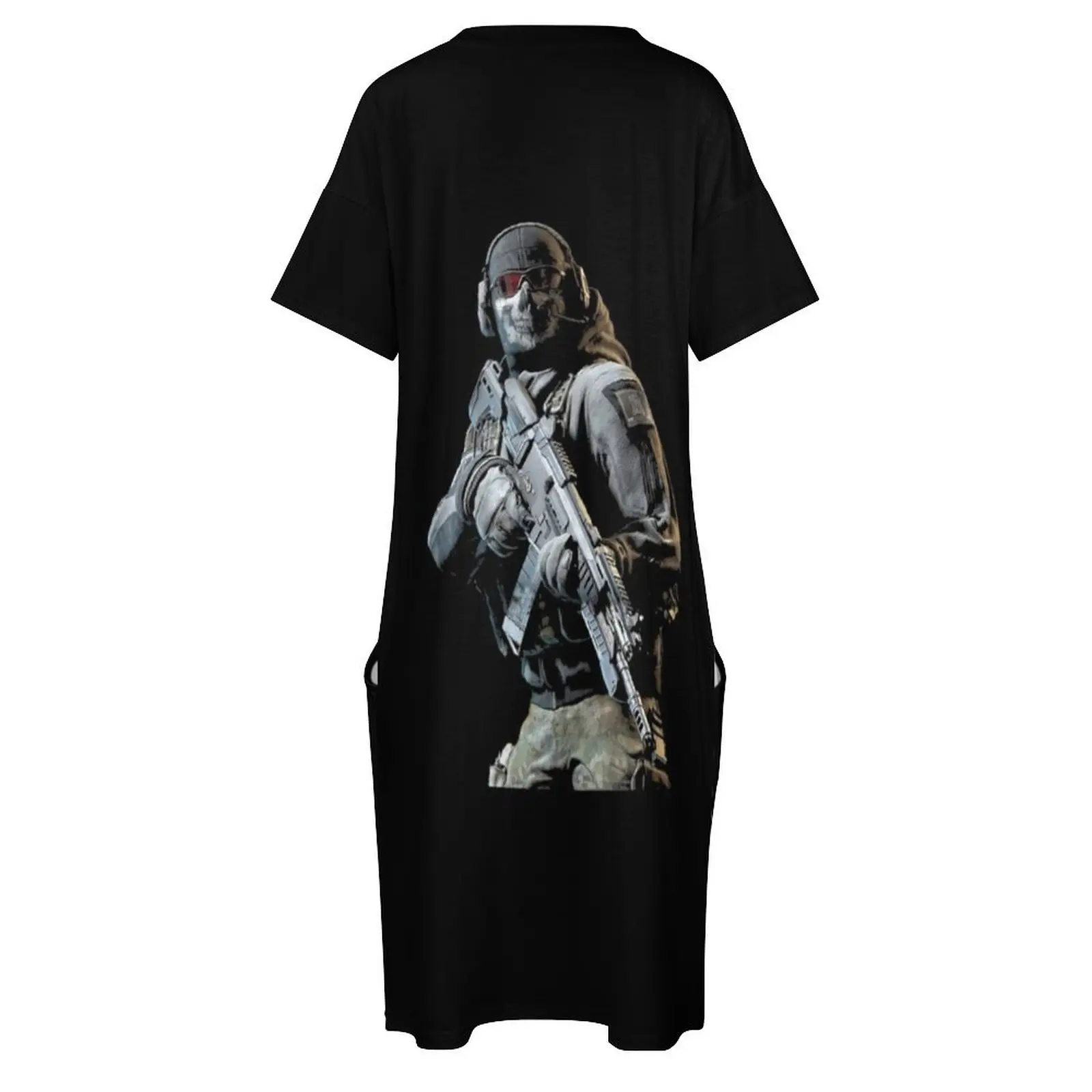 Ghost Solider- Warzone Свободные карманные платья с длинными рукавами пляжная одежда для