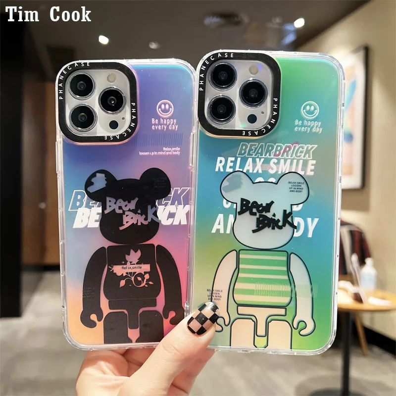 

Чехол для IPHONE 13, чехол для iPhone 11, 12, 13, 14 Pro Max, X, Xr, Xs, милый модный чехол для телефона с животными, карамельными, жесткими медведем, граффити