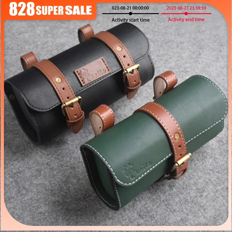 

Black Brown Vintage Leather Bicycle Rear Seat Bag Waterproof Storage Bike Saddle Bag Cycling Tail Rear Pouch Saddle Bag