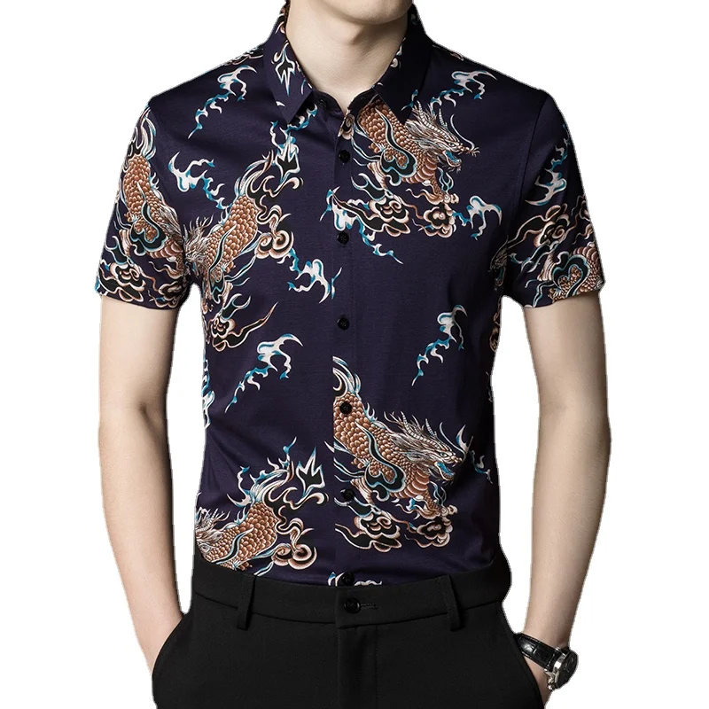 2022 Spring Summer New Mens Shirt Hawaiian Casual Printing Letter Clothes Slim Short sleeve Long Sleeve Fashion Brand Shirts