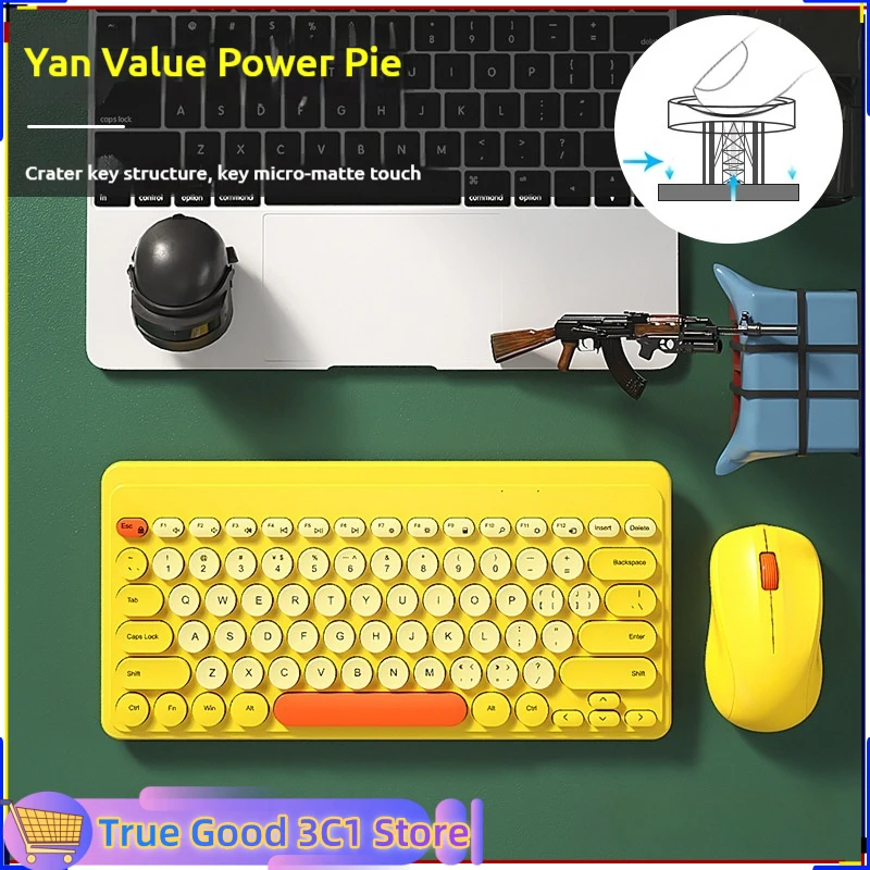 2 4 ГГц USB Беспроводная мини-клавиатура Мышь 1200 точек на дюйм Ретро-панк-кнопка