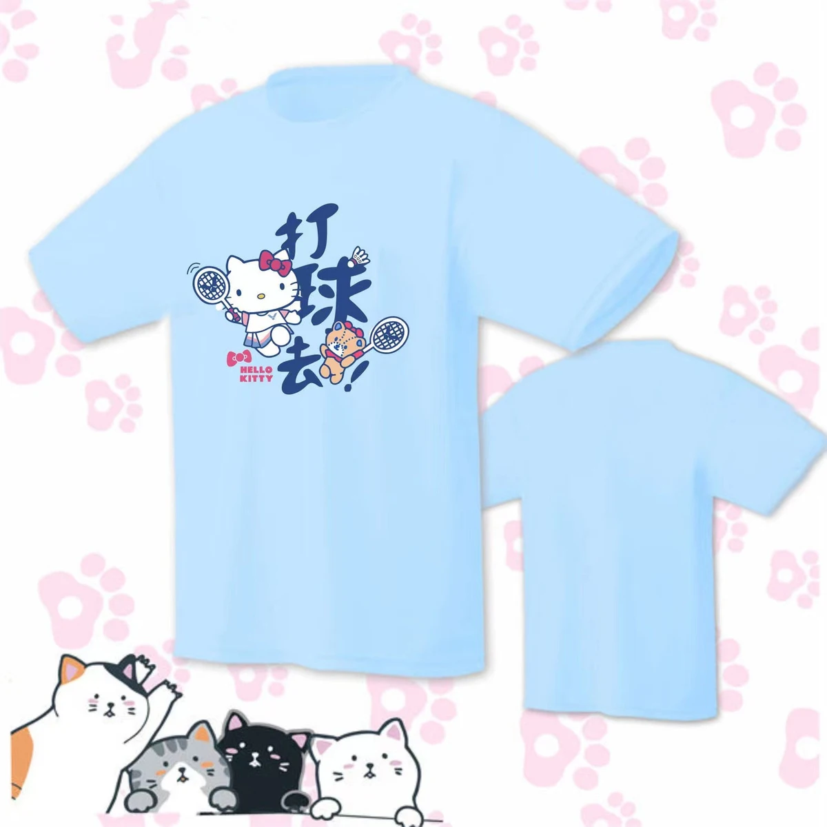 

Sanrio Kawaii Hello Kitty T-shirt Cartoon Cute Quick Dry Badminton Clothing Student Ins Anime Loose Casual Couple T-shirt Gift