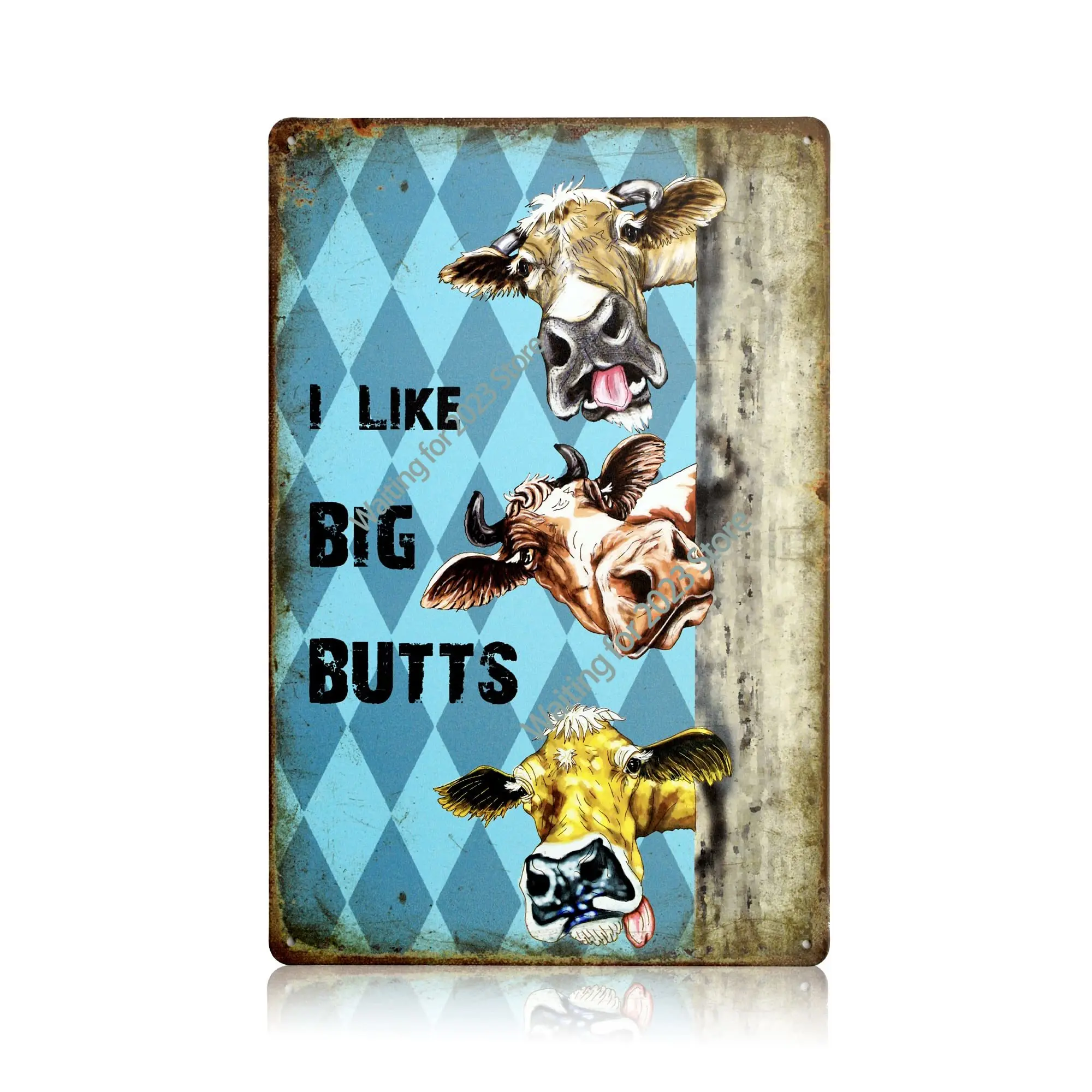 

Funny Witty, Farmhouse Restroom Decoration Green Wall Art Accents Vintage, Small Cute Metal Tin Sign Gifts (I Like Big Butts)