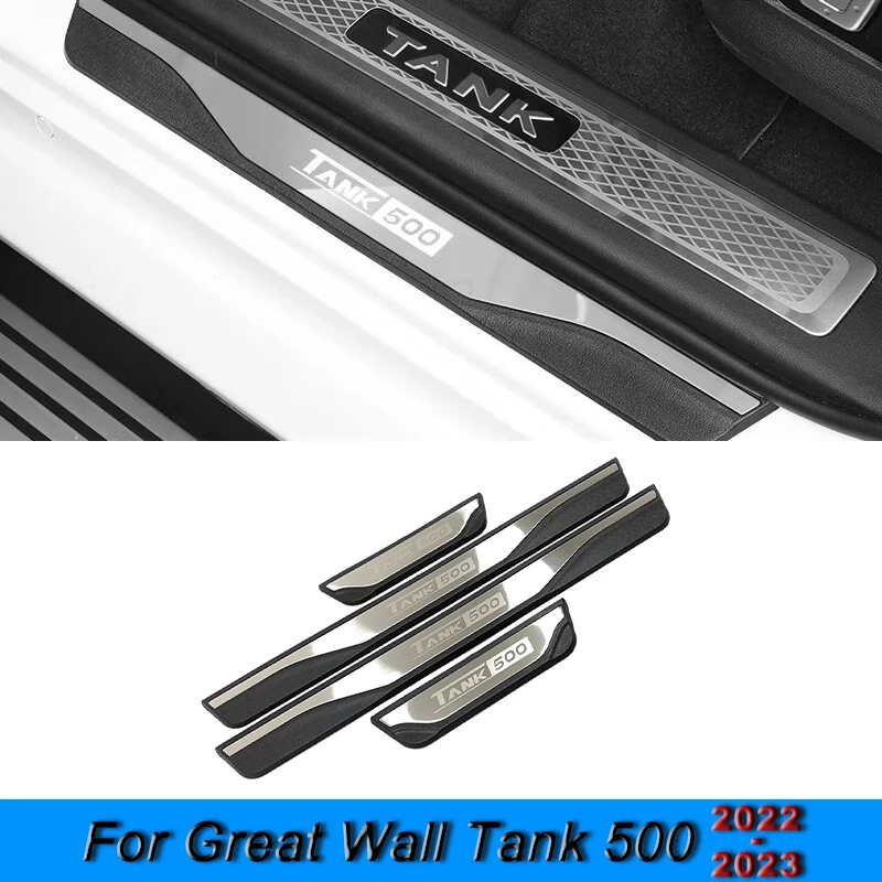 

Door Sill Scuff Plate Cover Welcome Pedals Case Trim For Great Wall GWM Tank 500 2022 2023 Car Styling Accessories