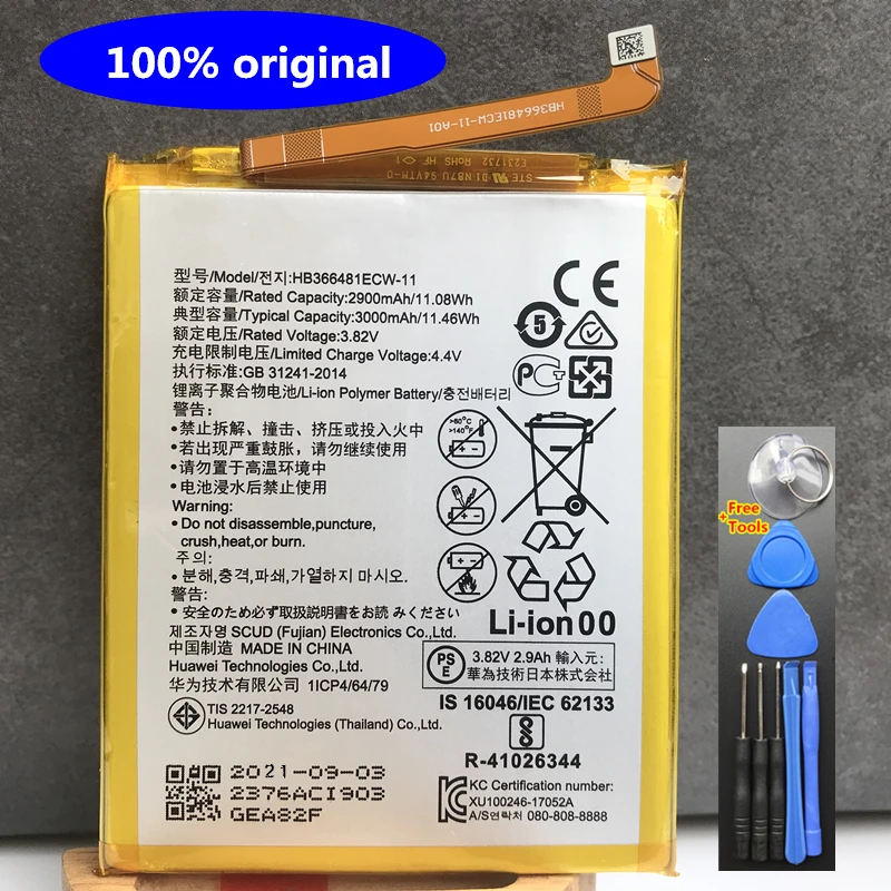 

Original HB366481ECW-11 Battery For Huawei P9 GR3 2017 Honor 8 9 Lite 5C /P8 lite 2017 /P9 Lite 2017 Honor GT3 GR5 mini NMO-L31