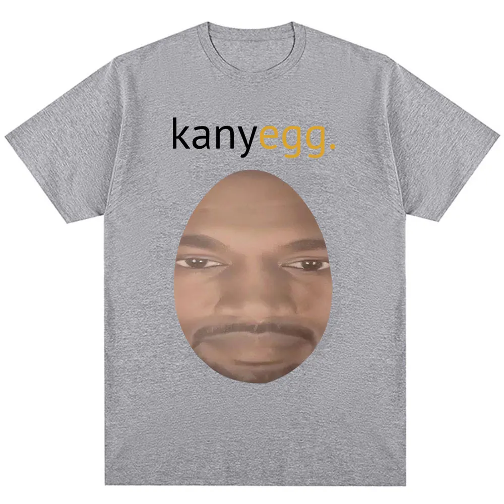 Фото Забавная футболка Kanye West Meme Kanyegg Humor Creativity Мужчины Женщины Хип-хоп с коротким рукавом Негабаритная хлопковая повседневная футболка Уличная одежда №4