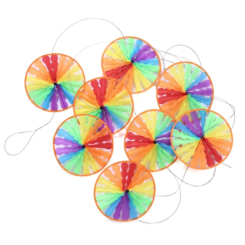 

8pcs Wheel Rainbow Windmill Wind Spinner Whirligig Garden Home Lawn Yard Decor