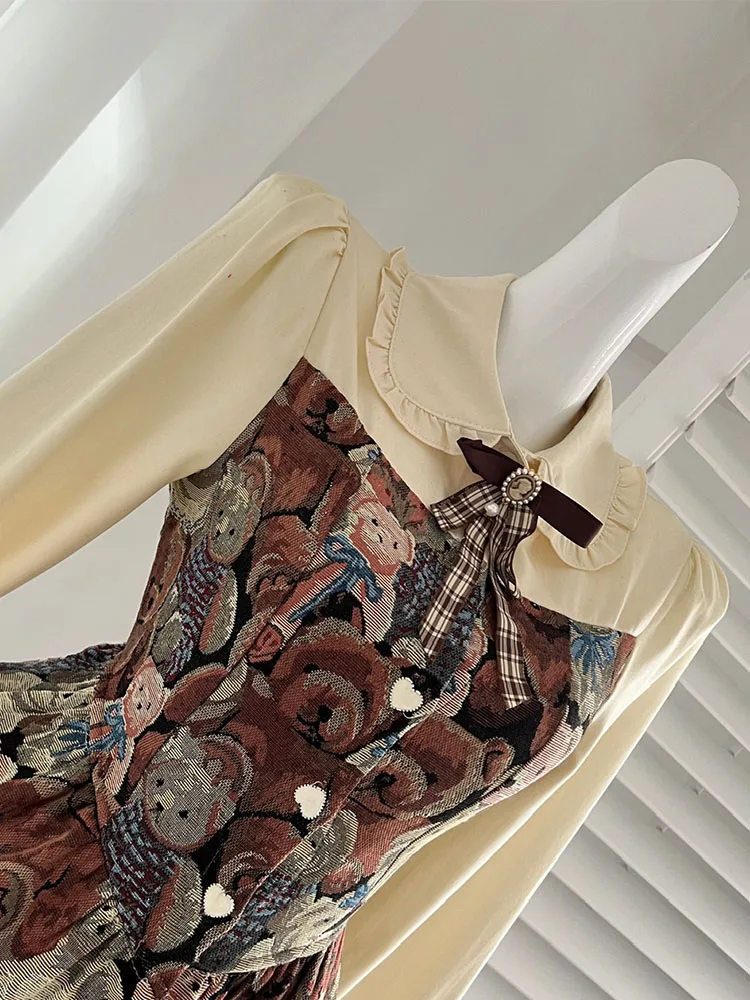 Блузка и шорты в американском стиле с принтом медведя эластичным поясом