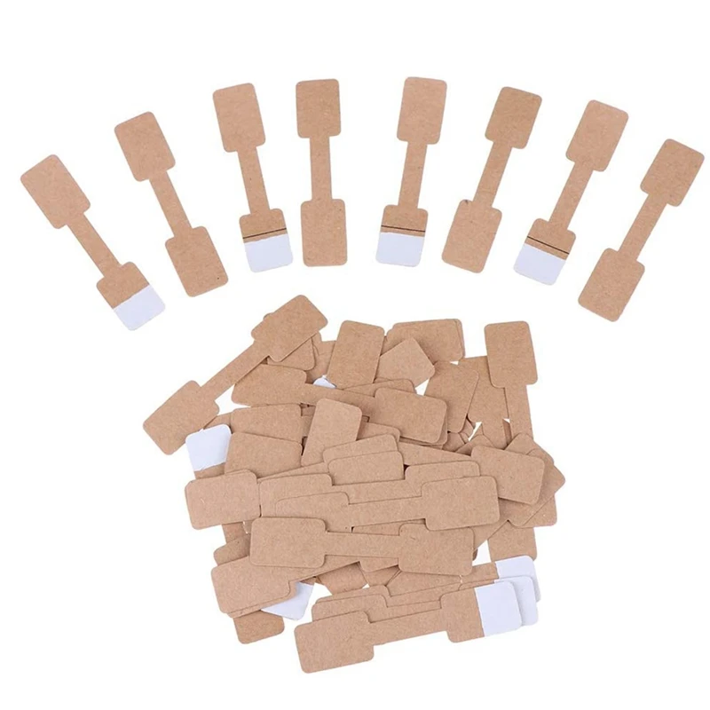 

500 Pcs Quadrate Blank Brown Paper Price Tag Labels Jewelry Display Cards Labels Ring Sticker Hangtags 6X1.2cm