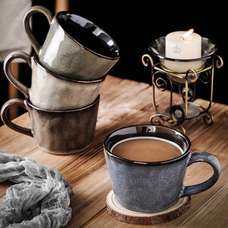 

Японская кружка для замены печи, чашка для воды, Ретро керамическая чашка для питья, синяя чашка для кофе ручной работы, чашка для овсянки