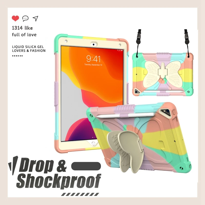 

Heavy Duty For iPad 10.2 2019 2020 2021 10.5 Air 3 Case Shockproof Armor Stand Tablet Cover With Pen Slot Shoulder Strap Case