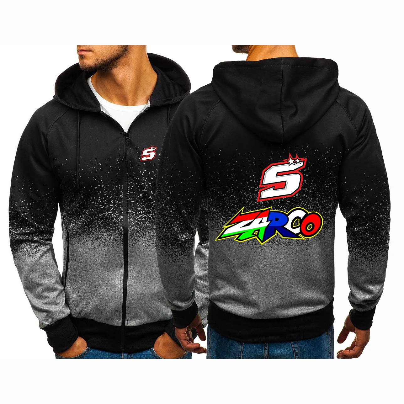 

2022 Johann Men's ZARCO No. 5 Spring And Autumn Jackets Gradient Coats Print Fashion Harajuku Hoodies Zipper Up Tops