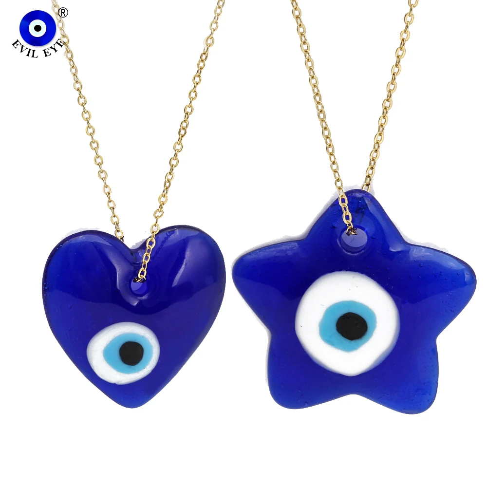 

Ожерелье с круглым кулоном в виде сердца и звезды от сглаза, ожерелье для женщин и девушек, мужские Модные ювелирные изделия, диагональ 799