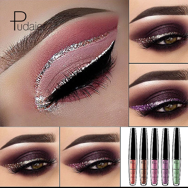 

16 color Professional Shiny Eye Liner Pen Cosmetics for Women Silver Rose Gold Color Liquid Glitter Eyeliner Makeup Beauty Tools