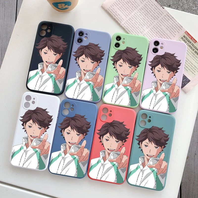 

NEW Square Liquid Silicone Phone Case For iPhone 14 11 12 13 Pro Max Mini X XS XR 7 8 Plus Full Lens Cover Haikyuu!! Volleyball