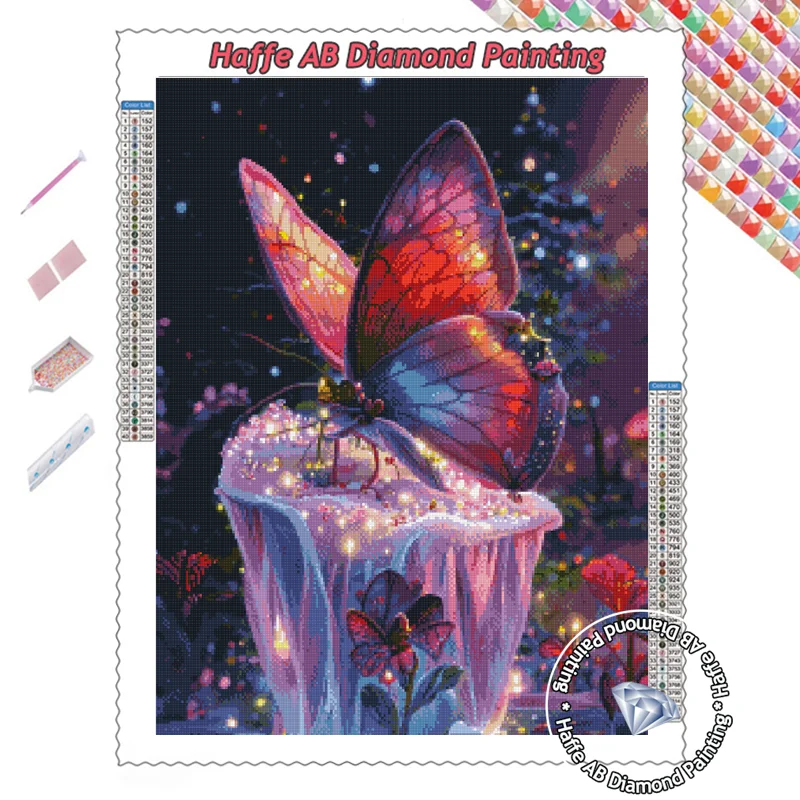 Diy AB дрели алмазная живопись бабочка цветы пейзаж искусство фэнтези животное