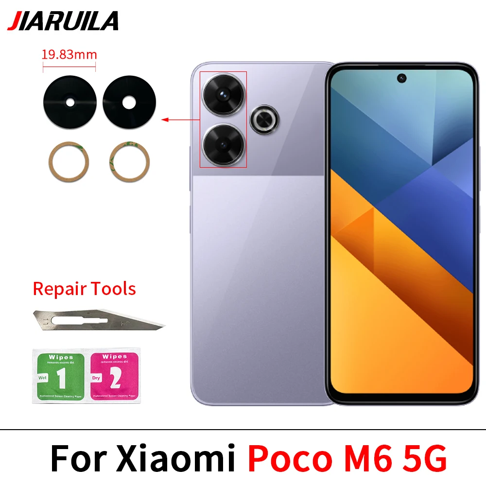 Фото Стекло задней камеры для Xiaomi Poco F6 M6 5G M6 Pro X5 X6 Pro C40 F3 F4 X4 GT M4 M5S с клеевым слоем №5