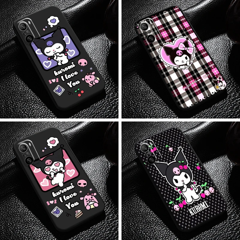 

Милый мультяшный Sanrio Kuromi для Xiaomi Redmi K40 Pro Чехол для игрового телефона Coque жидкий силиконовый черный мягкий чехол