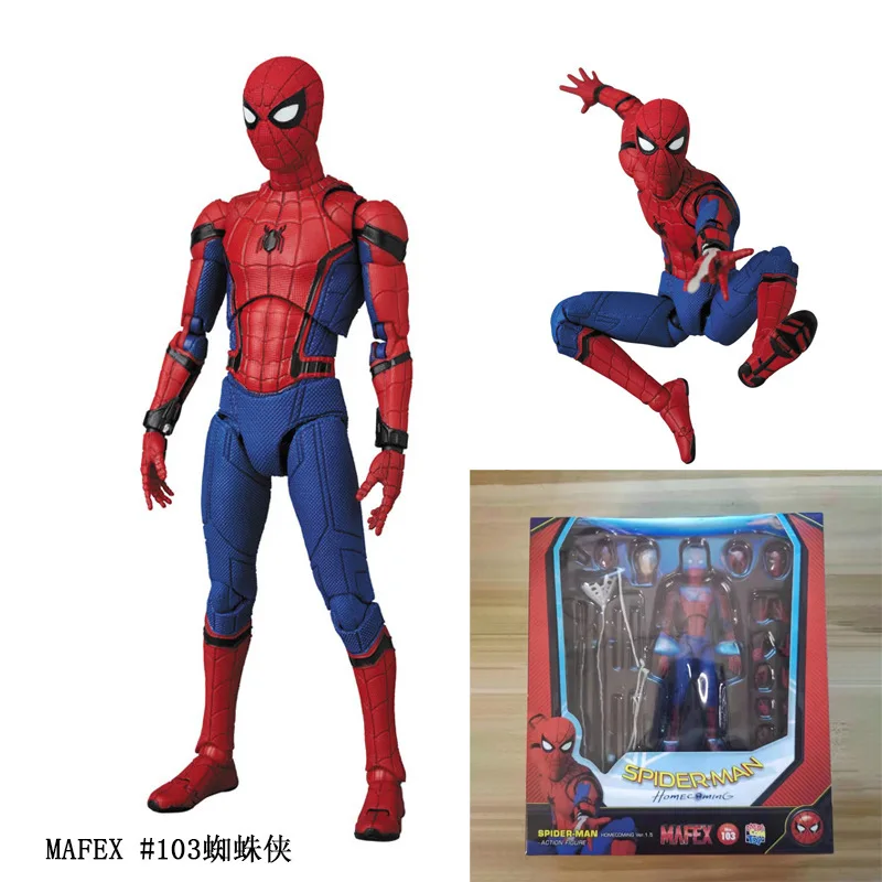 

Mafex 103 Marvel Spider-Man BJD Spiderman HomeComing Tom Holland Figure Model Toys for Kids 15cm