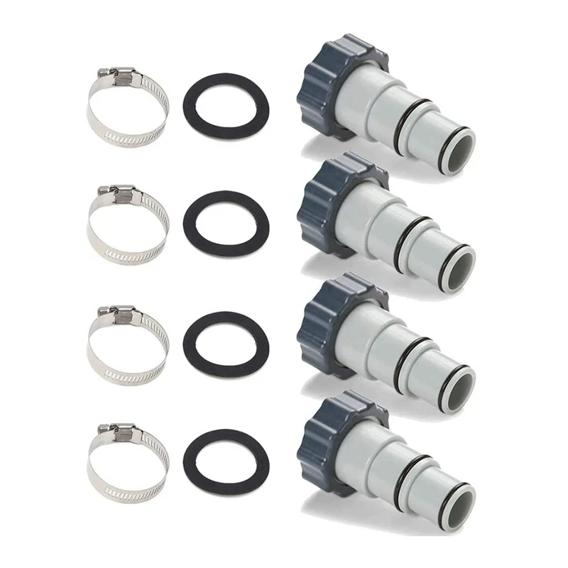 

(4-Pack) Hose Adapter With Collar Replace For Intex Fit For Threaded Connection Pumps PN. 25007 (4, 25007)
