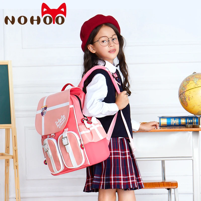 Fashion Pink Girls School Bags Kid Large Capacity Nobility British Style Children Backpacks Orthopedic Primary Student Schoolbag
