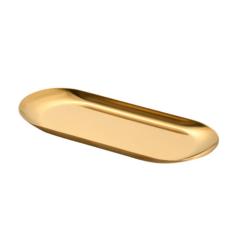 Stainless steel tray Nordic ins wind storage golden metal oval towel dessert egg |
