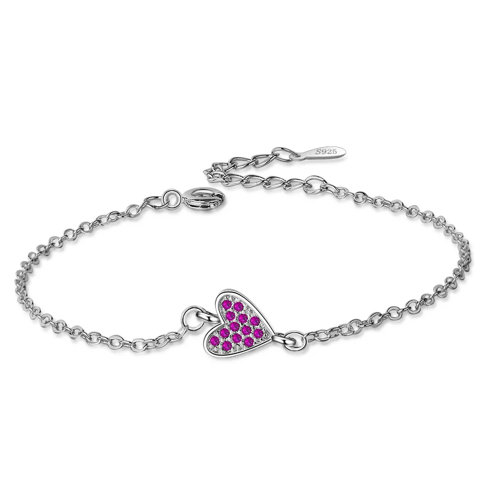 

925 Sterling Silver Fashion Women's Jewelry Micro Pave Setting Cubic Zirconia Heart Bracelet For Gift
