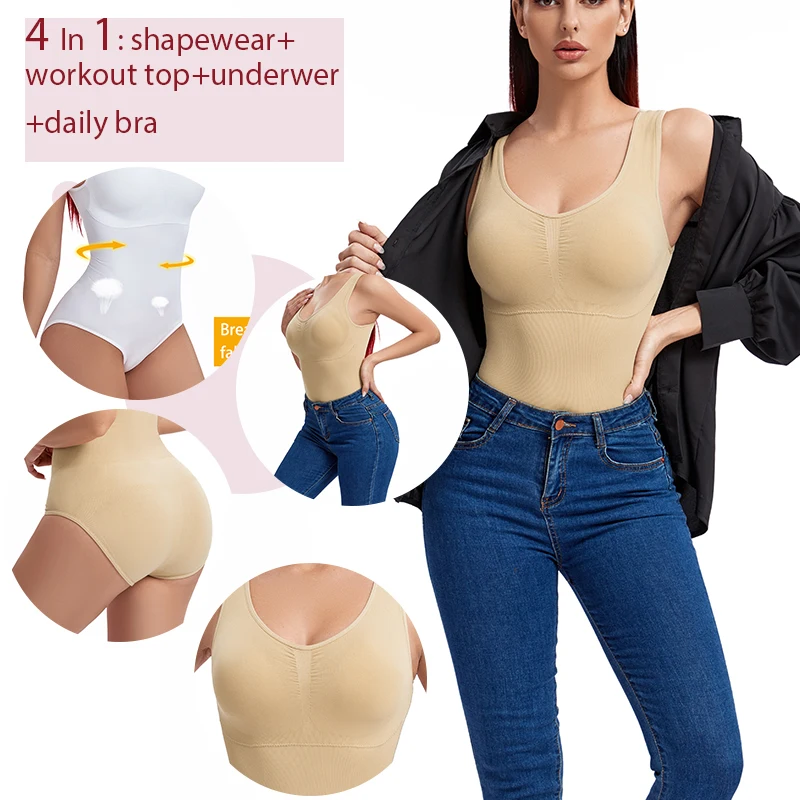 Women Shapewear Bodysuit Seamless Tummy Control Waist Trainer Thong Body Shaper Fajas Colombianas Slimming Underwear Skims