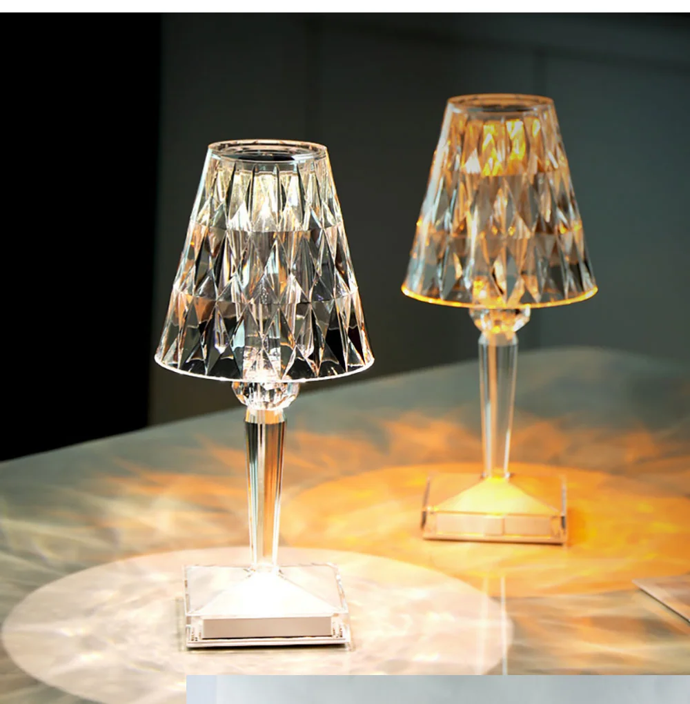 

Diamond Table Lamp USB Rechargeable Acrylic Decor Table Light Bedroom Bedside Bar Crystal Lighting USB Light NightLight Dropship