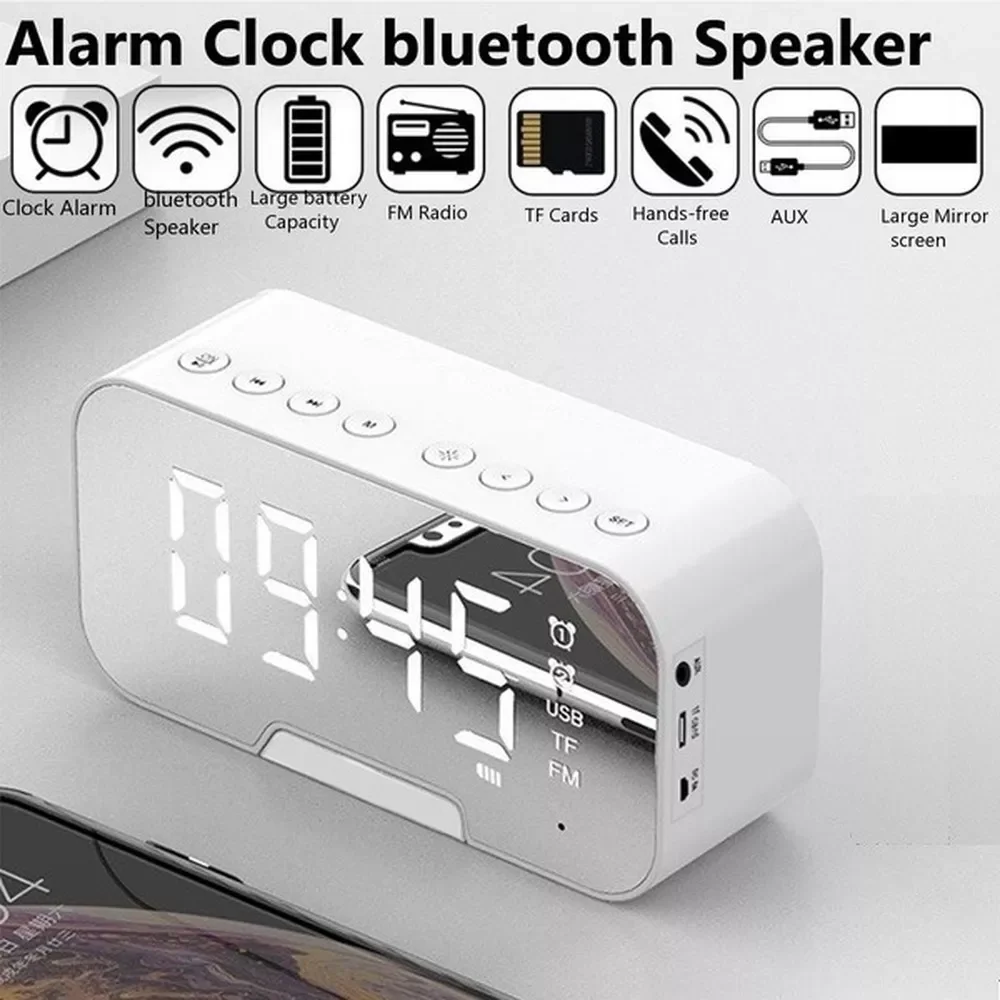 

Multifunction Alarm Clock Mirror LED Alarm Clock Multifunction Wireless Bluetooth Music Player Electronic Digital Alarm Clock
