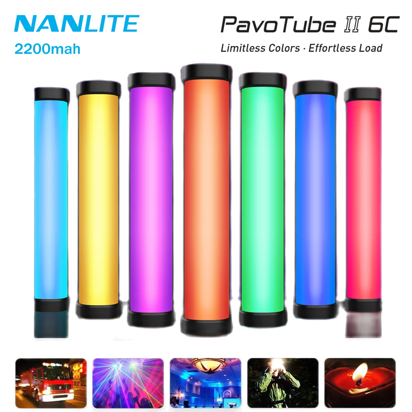 

Светодиодсветодиодный лампа Nanguang Nanlite PavoTube II 6C RGB, портативная ручная лампа-светильник ка для фотосъемки, режим ССТ, для фото и видео