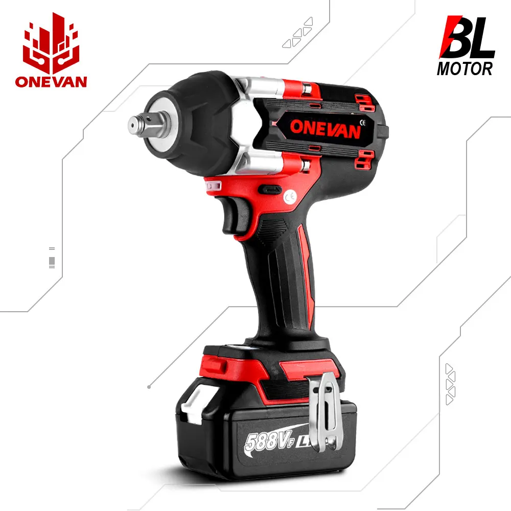 Бесщеточный Электрический ударный гайковерт onwan, 1800 нм, 1/2 дюйма, 22900 мАч, литий-ионный аккумулятор для Makita, 18 в