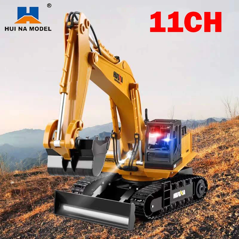 Huina 510 RC Excavator 2.4G 11CH Alloy Remote Control Trucks Cars Engineering Digger Truck Model Electronic Heavy Machinery Toys