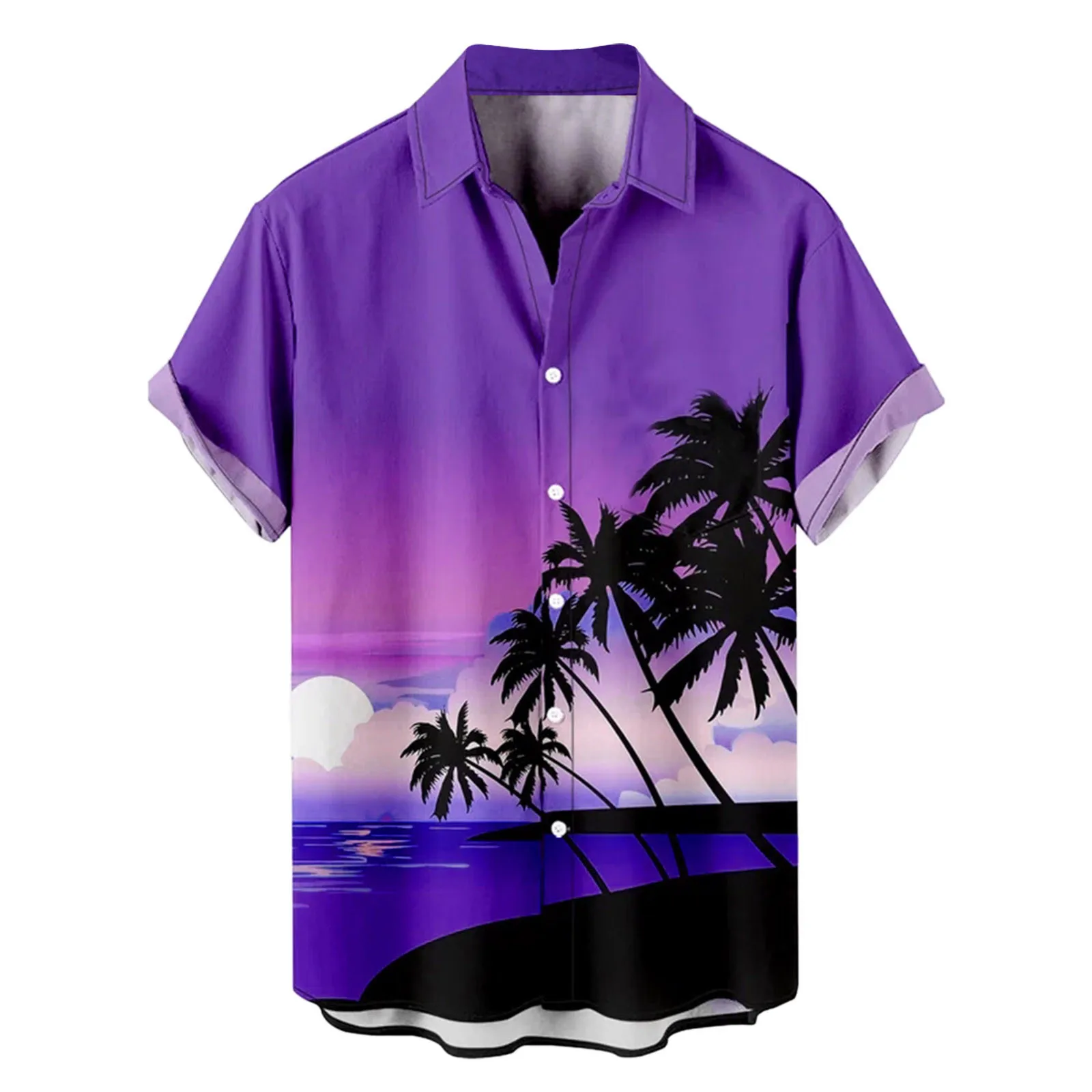 

2022 Harajuku Oversized Men's Coconut Tree Print Hawaiian Shirt Short Sleeve Harajuku Shirt Beach Top Summer Dress